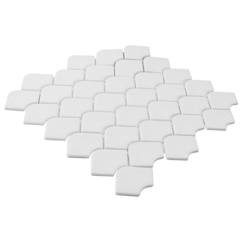 Suki 2X3 Fishscale Matte Mosaic Tile, White