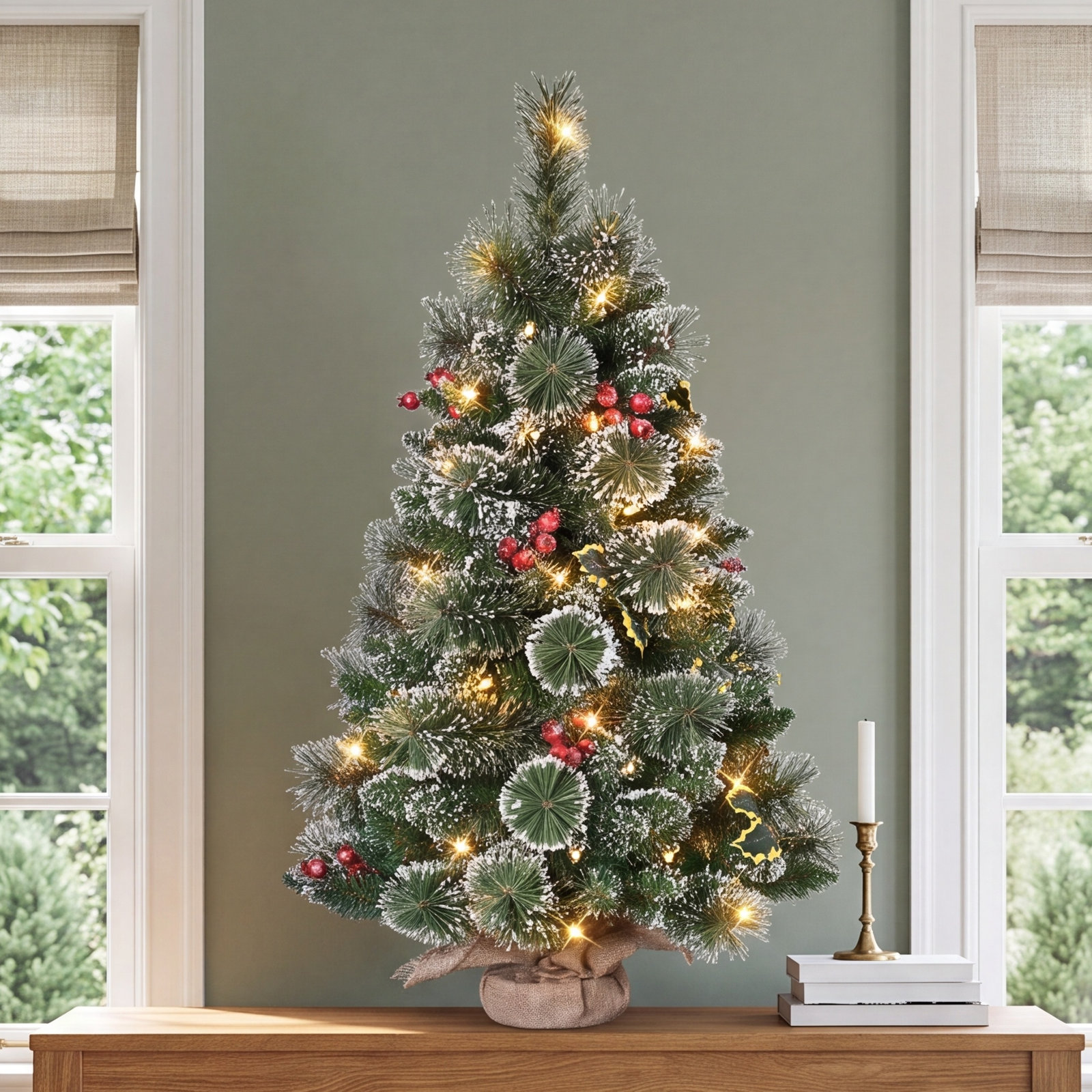 3' Pre-Lit Pine Christmas Tree