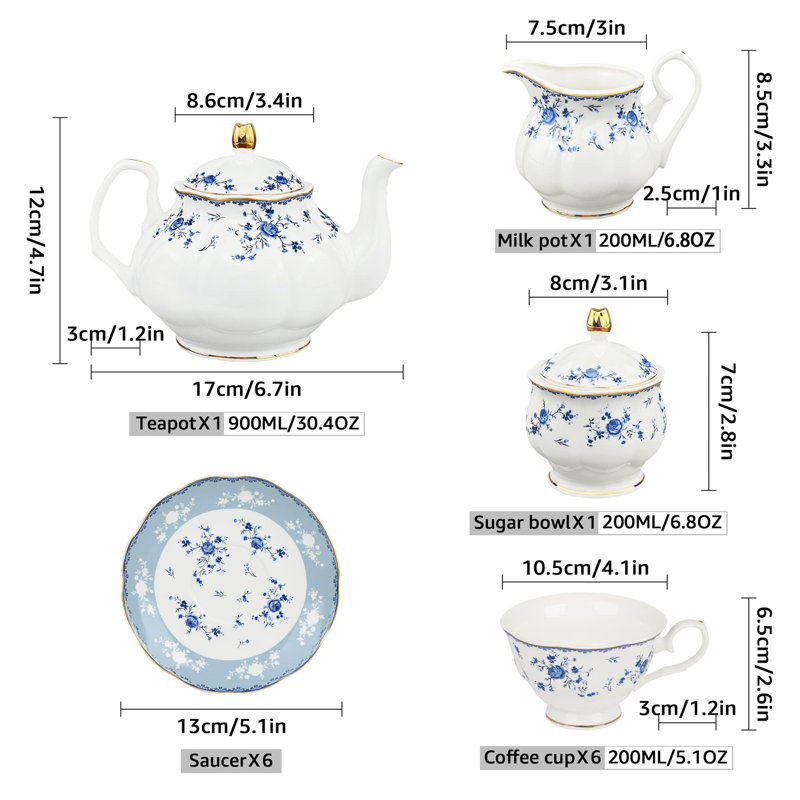 DNGJU 30.4oz. Floral Teapot Set