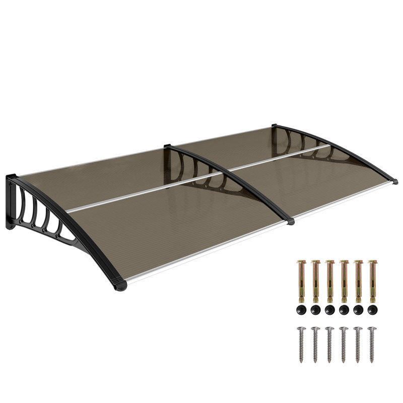 Outsunny Front Door Canopy Outdoor Awning Rain Shelter 200 x 96cm Brown