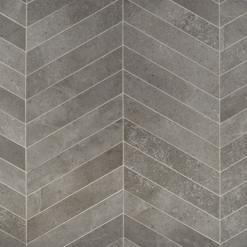 Grava Chevron 3.93 in. x 20.86 in. Matte Porcelain Floor and Wall Tile (6.71 Sq. Ft. / Case), Dark Gray