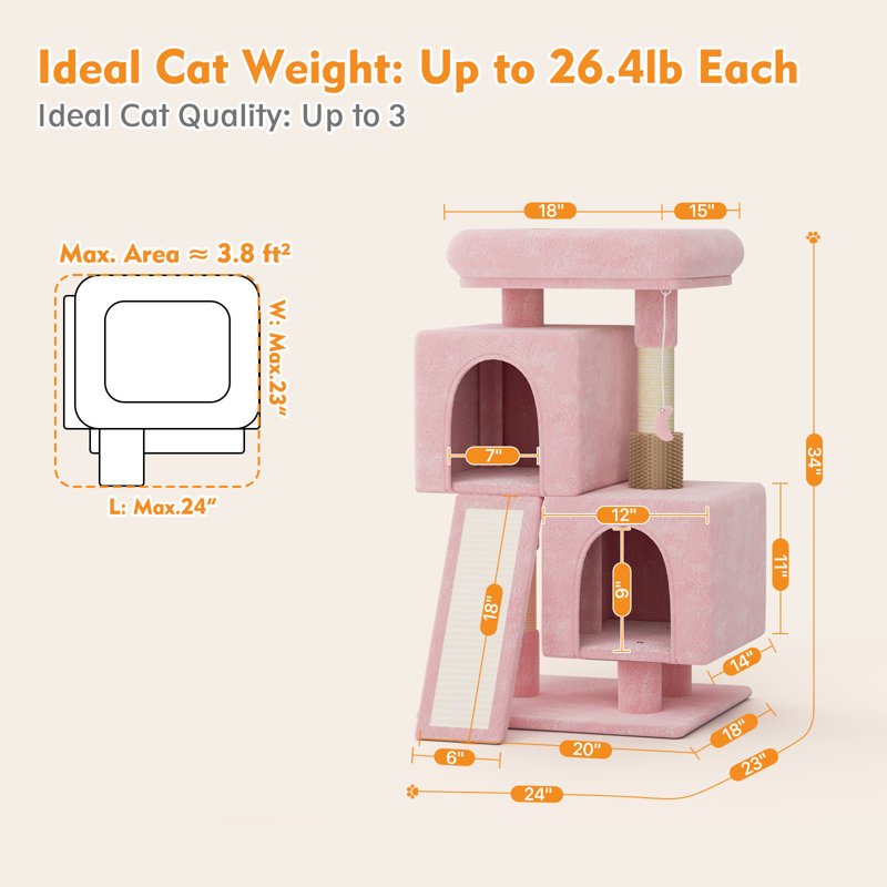 Maison pour chat 34 po H, Rose