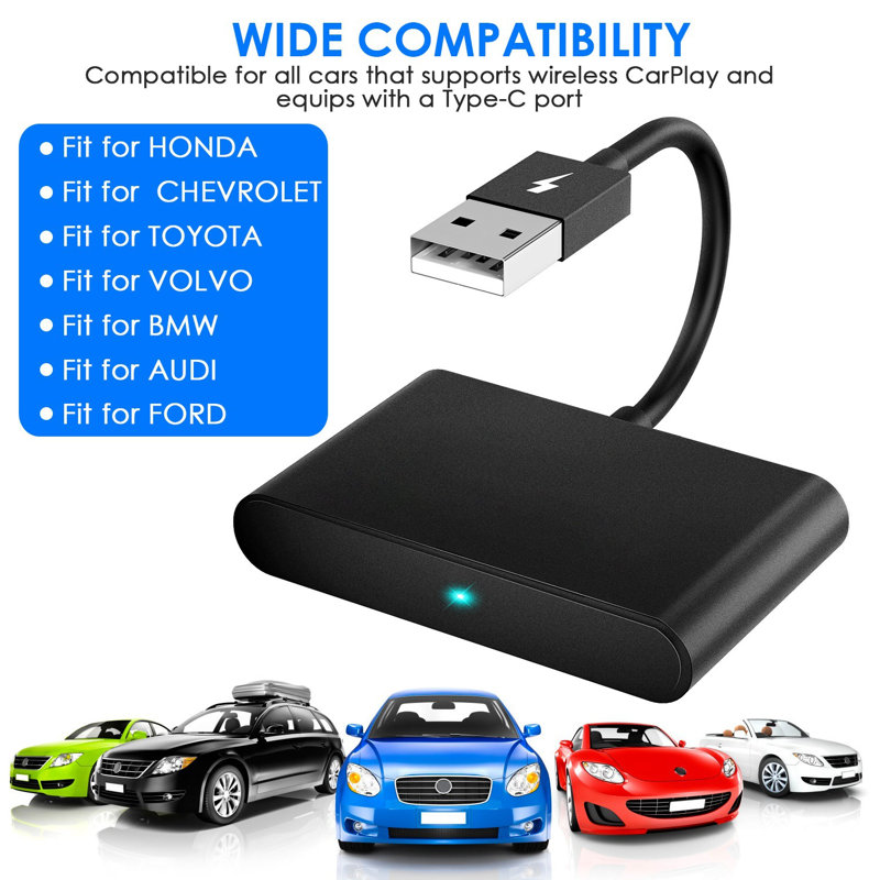 Adaptateur sans fil Android pour système d'infodivertissement dans la voiture 5GHz WiFi, Noir