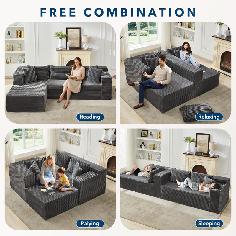 3 Seater Sectional, Grey