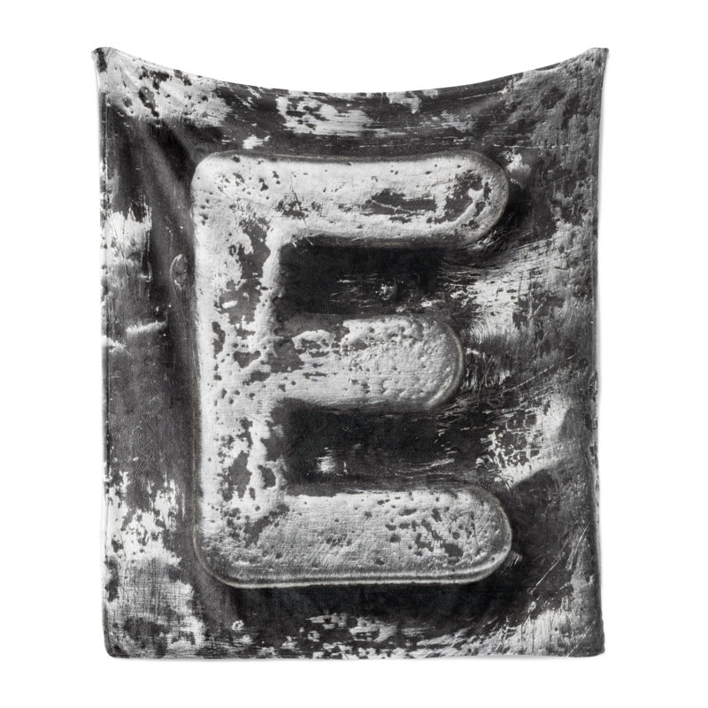 Ambesonne Letter E Fleece Throw Blanket Nostalgic Medieval E Grey, 50" W x 60" L