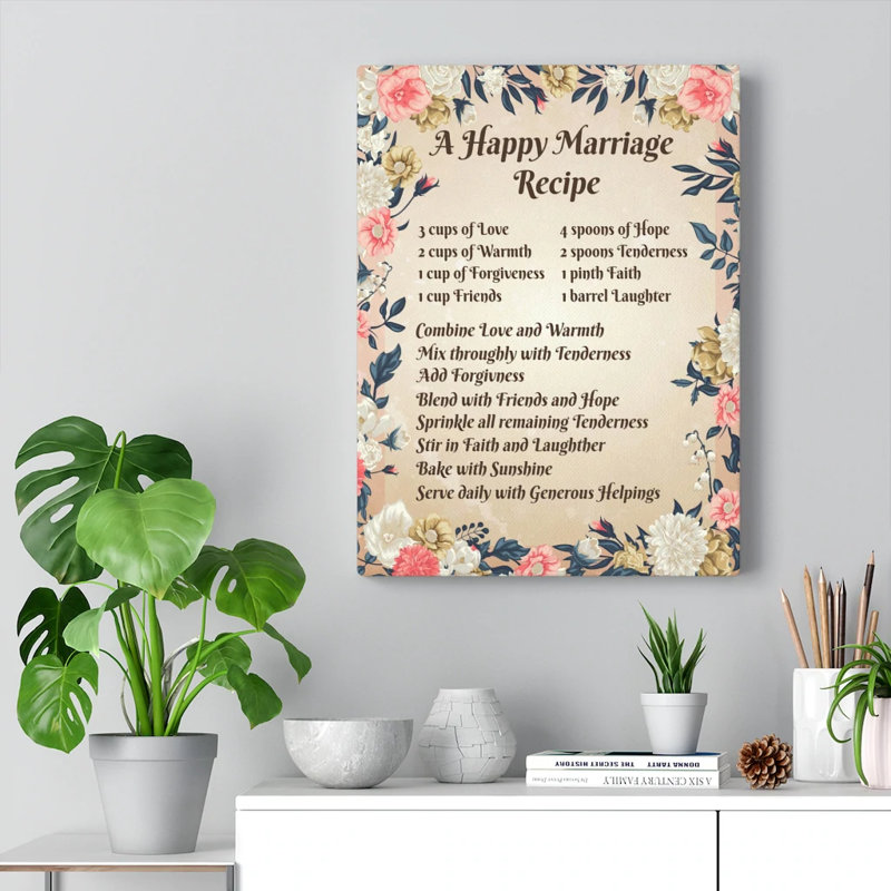 Happy Marriage Recipe - Wrapped Canvas Print, 41cm H x 30cm W