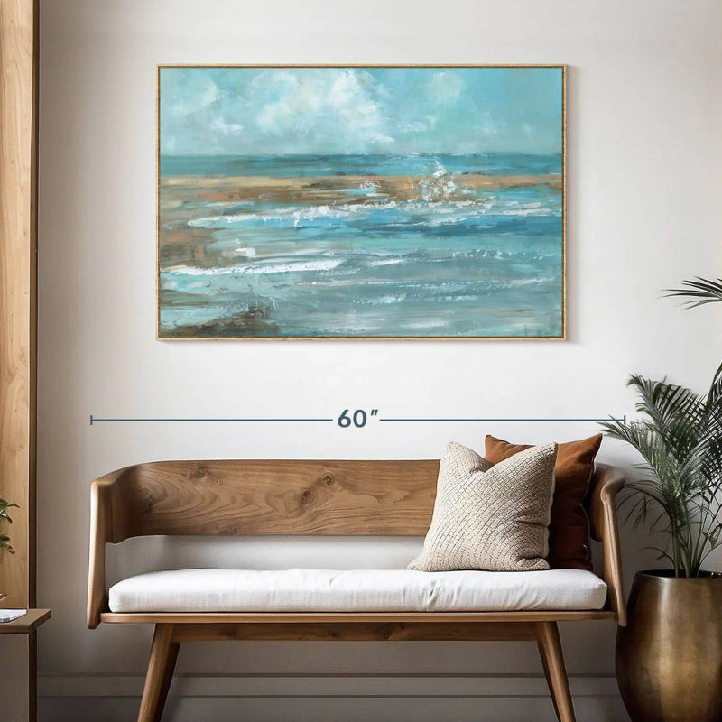 Breaking Waves IV, Cadre flottant en bois naturel, 46 po x 31 po