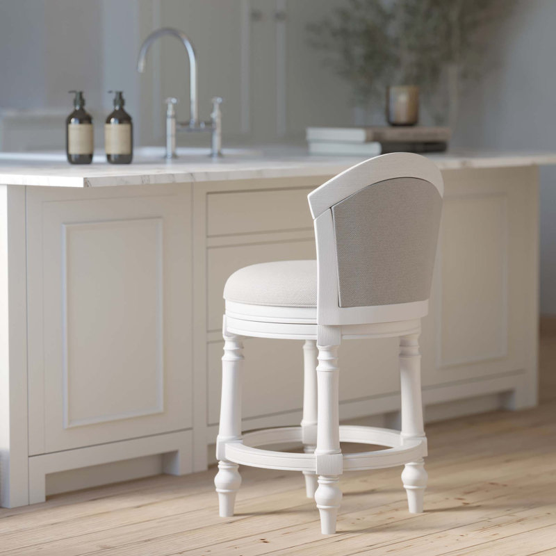 Tabouret de bar à hauteur de comptoir avec dossier pivotant et rembourré, Siège beige / cadre gris Uptown