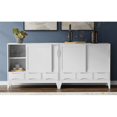 Harper SOLID HARDWOOD 48W Tall Storage Cabinet With Doors And 3 Drawers Set Of 2