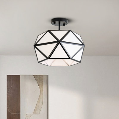Kazanovicz 1-Light Shaded Drum Semi Flush Mount with Fabric Accents