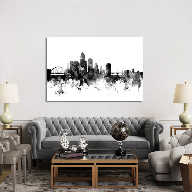 Des Moines, Iowa In Black & White by Michael Tompsett - 1 Piece Wrapped Canvas Wall Art, 152.5 cm H x 101.5 cm W