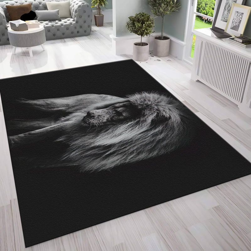 Non Woven Thin Printed Rug Featuring an Intricate Geometric Pattern in Earthy Hues Perfect for Adding a Stylish Touch to Any Living Space