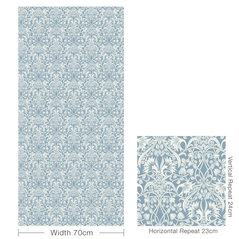32.82' L x 27.58" W Wallpaper Roll, Blue