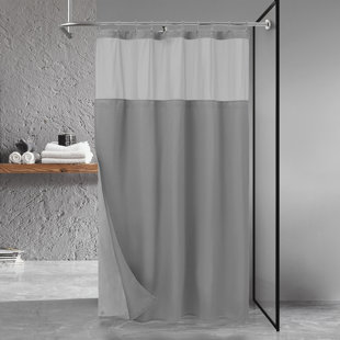 Hookless Monterey 3 in 1 White Shower curtain & Snap On liner sheer Upper  Panel