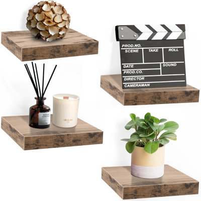 9" Square Tile Floating Shelves with Invisible Mounting Set of 4