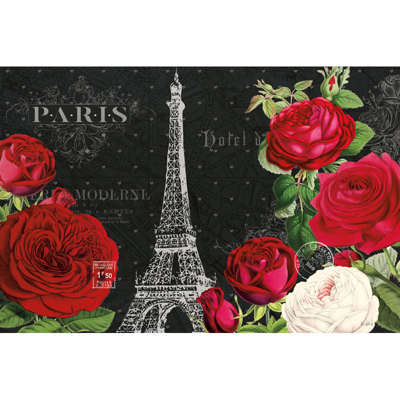 Rouge Paris I noir; rouge, Cadre simple argenté, Non, H 20 po x l 30 po x P 1,25 po