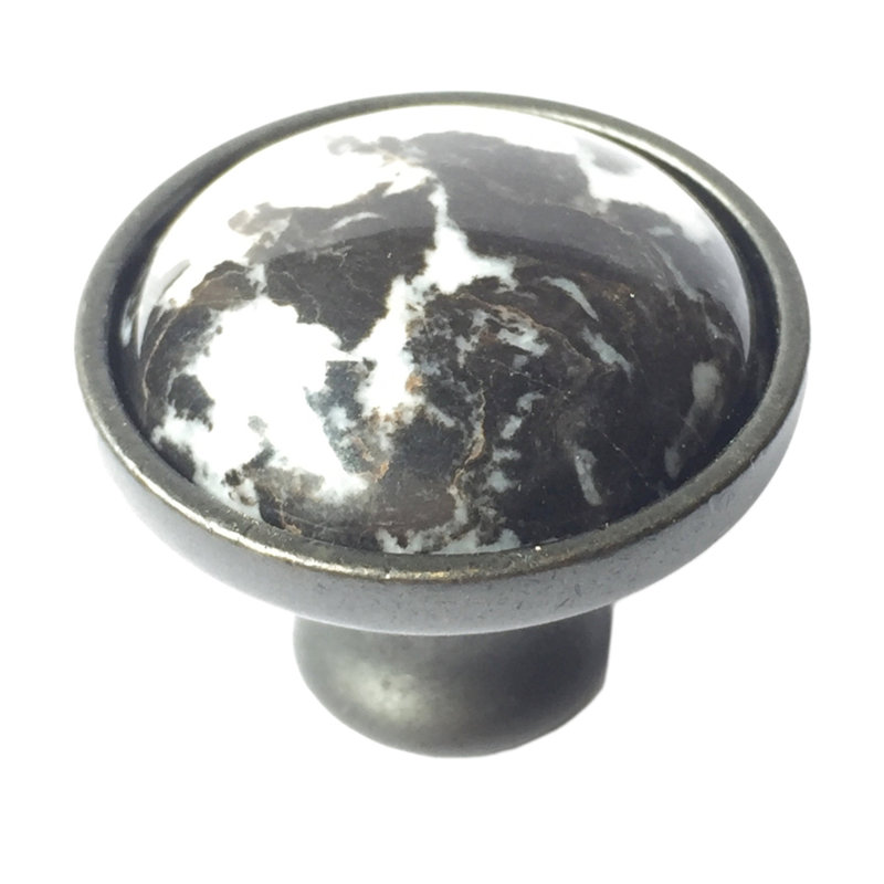 Poignée champignon 1,25 po de diamètre, Nickel satiné / noir / blanc
