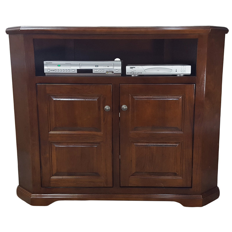 Meuble télé de coin en bois massif pour téléviseur de 55 po ou moins Amariyanna, Mousse au chocolat