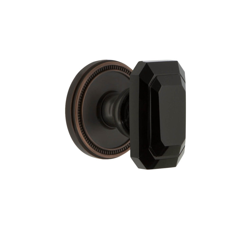 Rosette Grandeur Soleil avec poignée en cristal noir Baguette, Bronze éternel