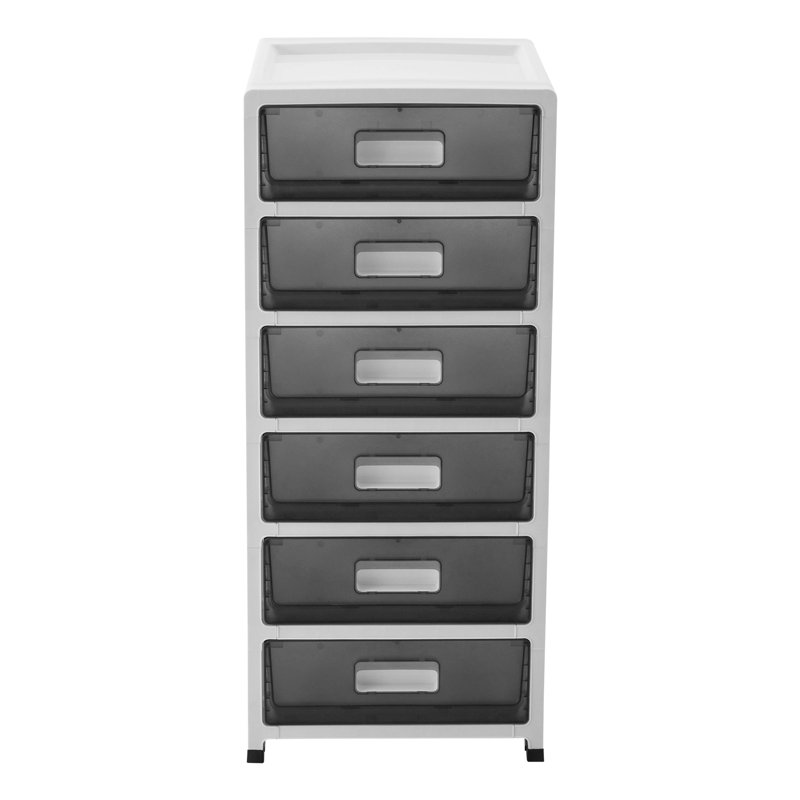 Kyohei 6-Drawer Plastic Desktop/Under Table Organizer, Black/White