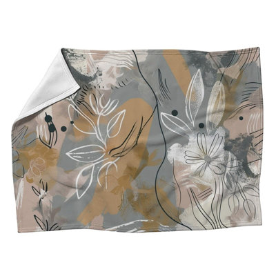 Jeté en molleton floral à motif floral abstrait