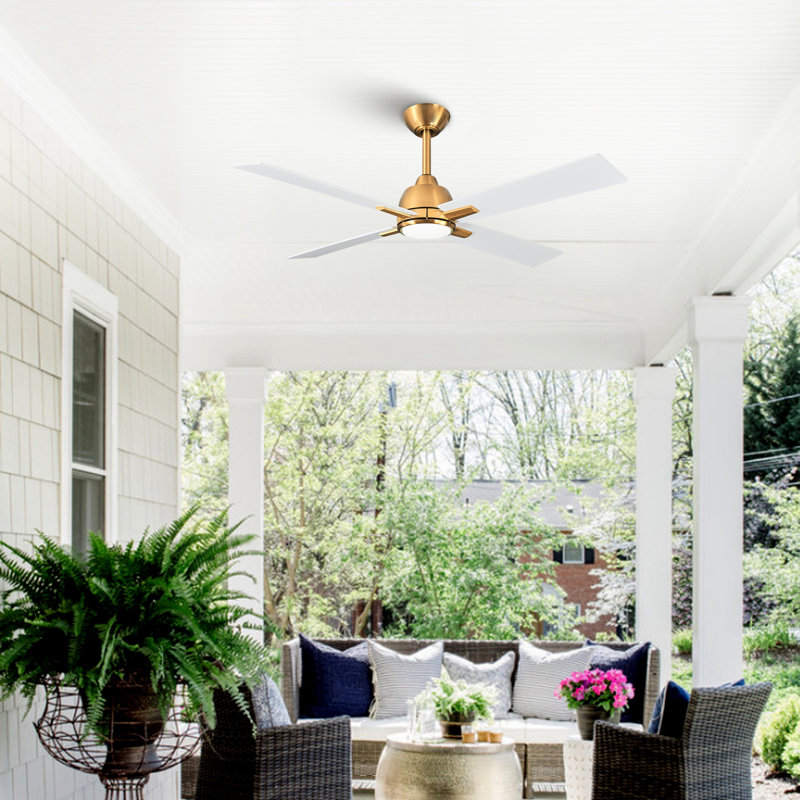 Krebs 48'' 6-Speed Reversible Ceiling Fan with Dimmable 3CCT LED Lights and Remote Control, Gold with White Blades