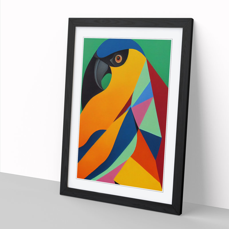 Cockatoo Cubism - Single Picture Frame Print, Black Framed, 34cm H x 25cm W