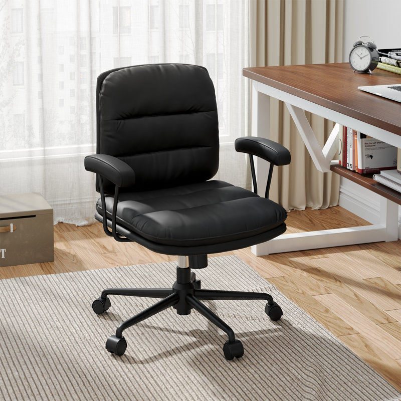 Chaise de travail en mélange de polyester Remaya, Noir
