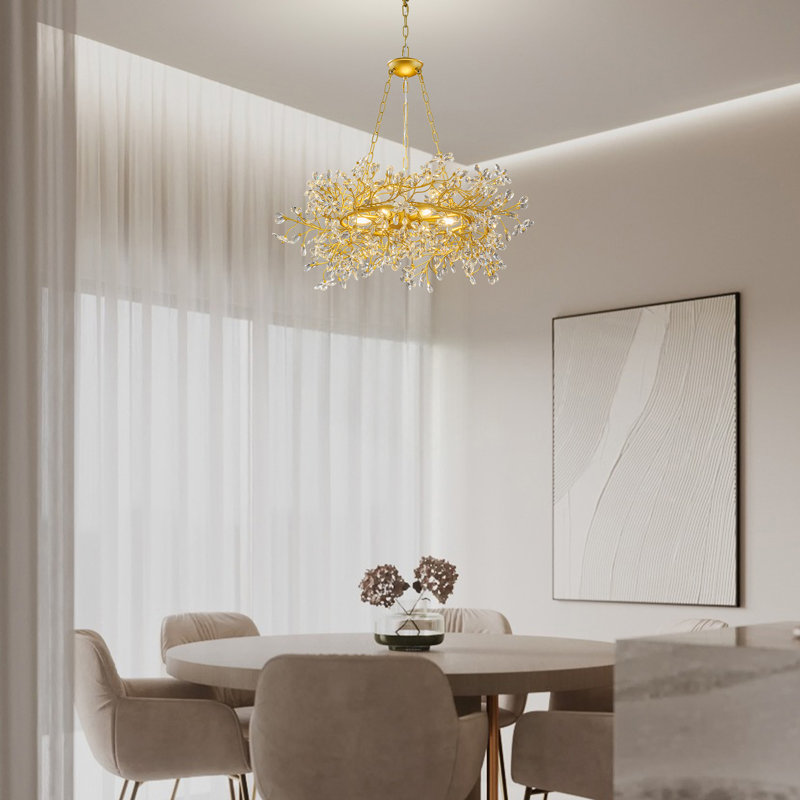 Lustre rond en cristal véritable 31,5 "K9, Laiton