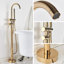Zehr 2 Handle Floor Waterfall Faucet Bath Filler with Diverter