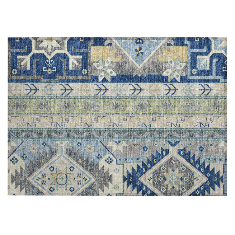 Machine Washable Indoor/Outdoor Chantille ACN1015 Navy Rug