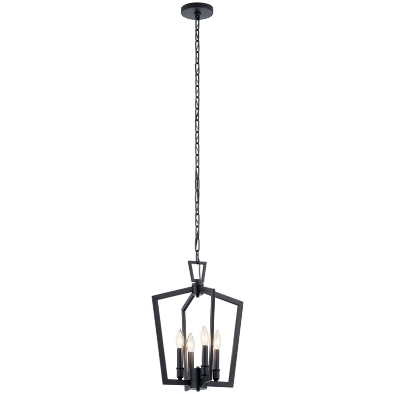 Luminaire suspendu géométrique à 4 lumières, Noir