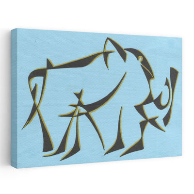 Éléphant bleu stylisé abstrait géométrique contemporain