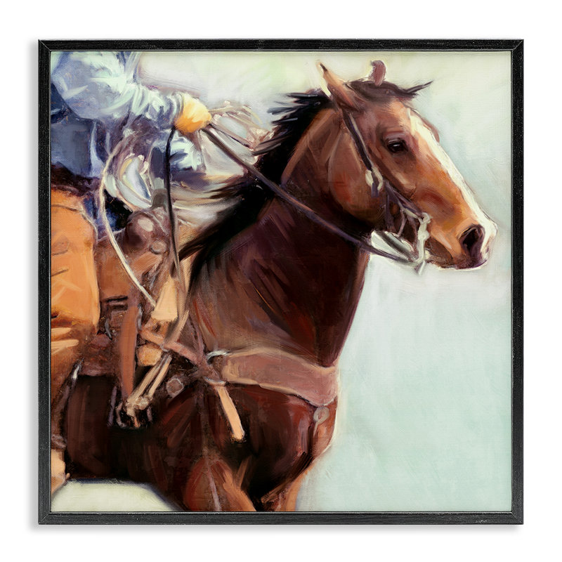 Giclée de galop par Cowboy de l'Ouest par Nina Blue, Giclée encadrée noir minuit, H 12 po x l 12 po