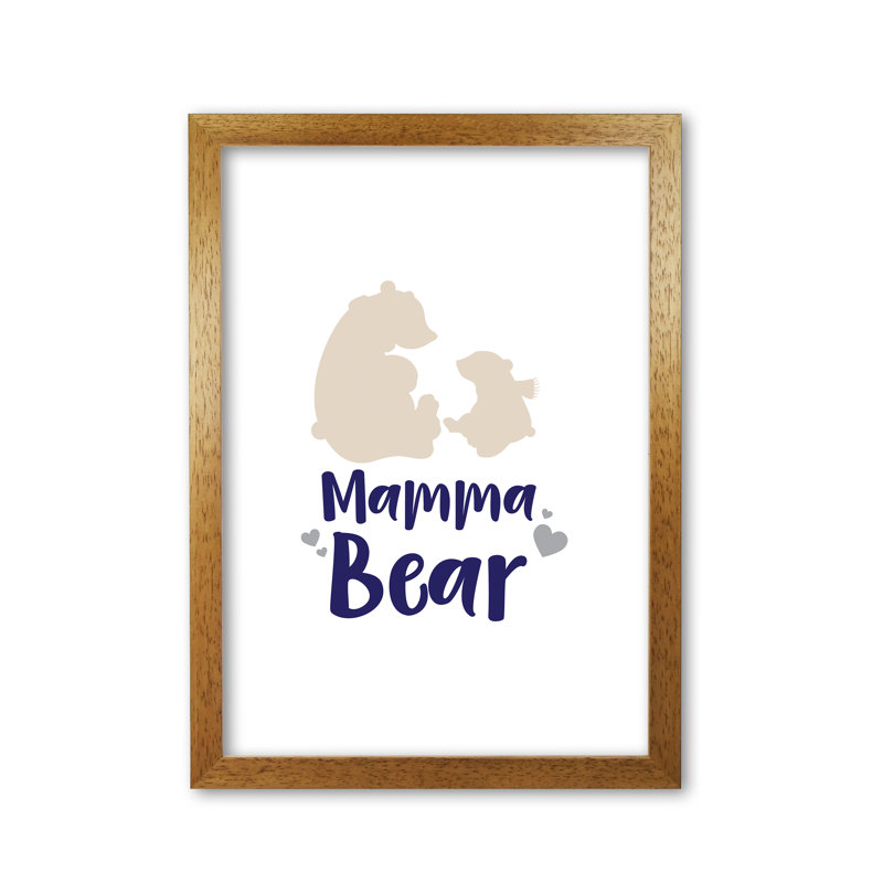 Mama Bear - Print, Honey Oak Frame, 42 cm H x 30 cm W x 5 cm D