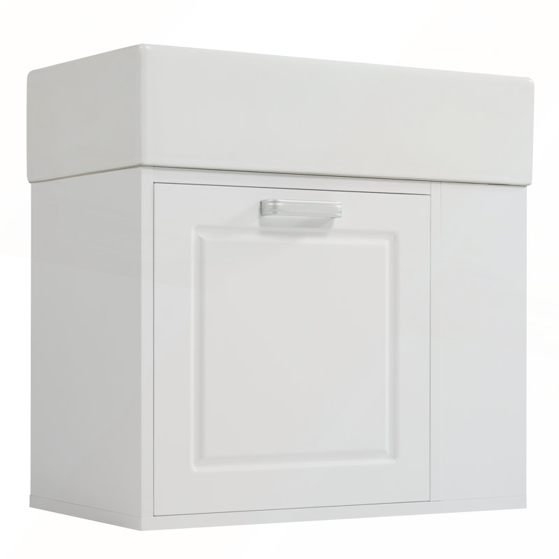 Meuble-lavabo mural moderne 21,8 po avec lavabo, tiroir, tablette réglable et système de fermeture en douceur Modern, Blanc