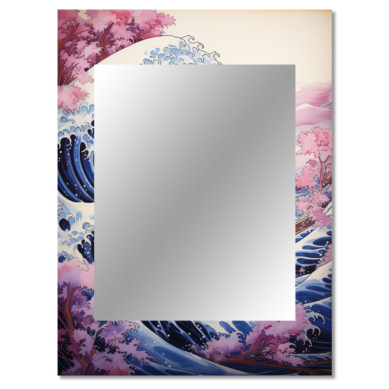 Chef-d'œuvre le grand mauve de Kanagawa II - miroir de chef-d'œuvre, 40 po x 30 po