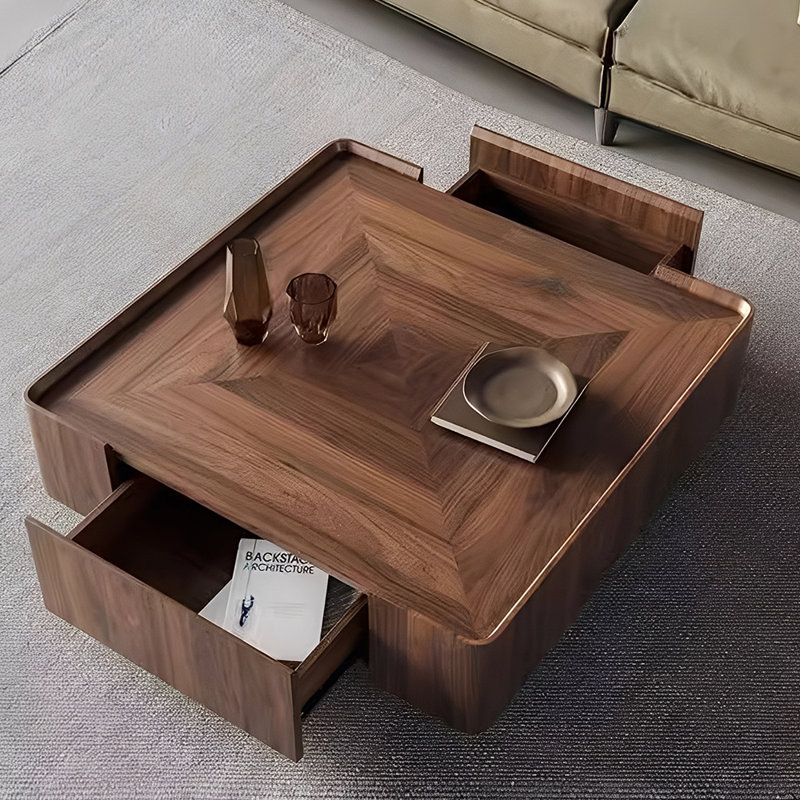 Table basse carrée de style italien, H 12,6 po x L 31,5 po x l 31,5 po