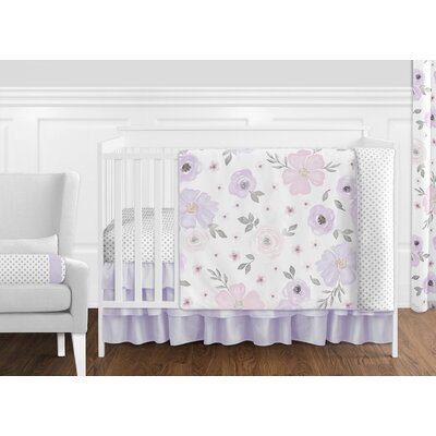 Watercolor Floral 11 Piece Crib Bedding Set -  Sweet Jojo Designs, WatercolorFloral-LV-GY-11