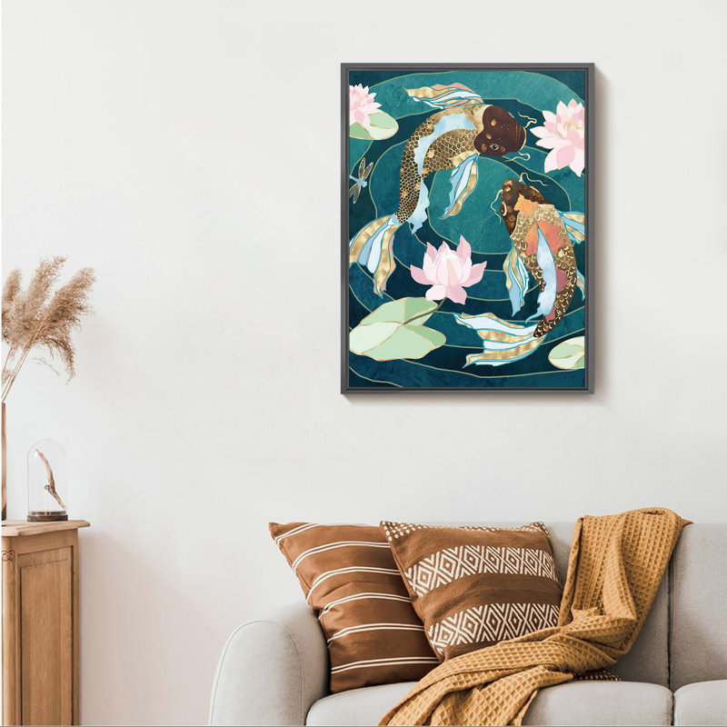 Koi Fish - Reproduction de photo sur toile, Noir, H 16 po x l 12 po x P 1,5 po