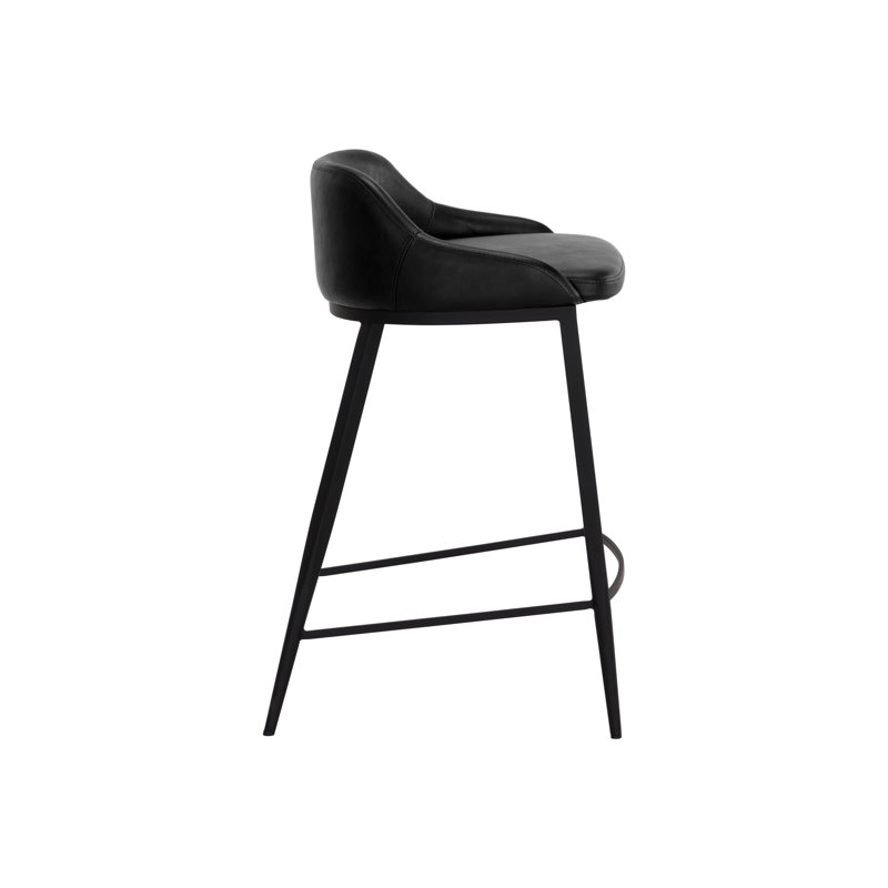 ASTRA Upholstered Bar Stool with Metal Frame, Black, Counter Stool (26.25" Seat Height)
