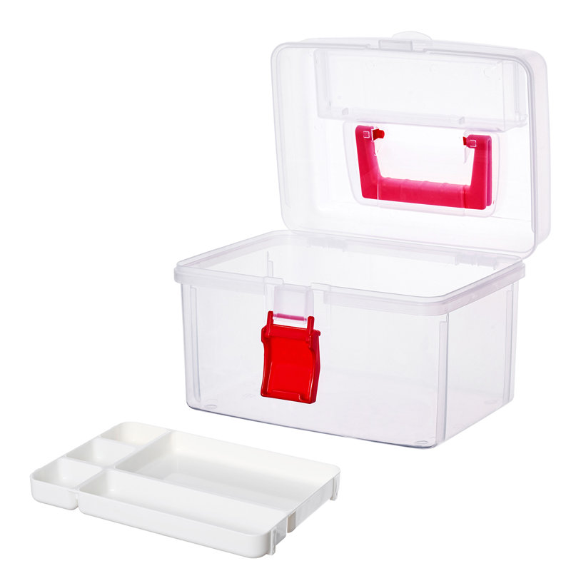 Étui de transport à 2 niveaux, Transparent / Rouge