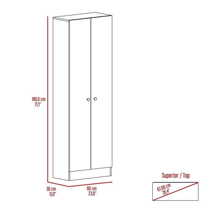 Buxton Rectangle 2-Door Storage Tall Cabinet Carbon, Brown