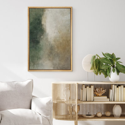 «Deep Forest» vert et doux neutre se fondant pour un décor minimaliste moderne - impression d'art sur toile encadrée