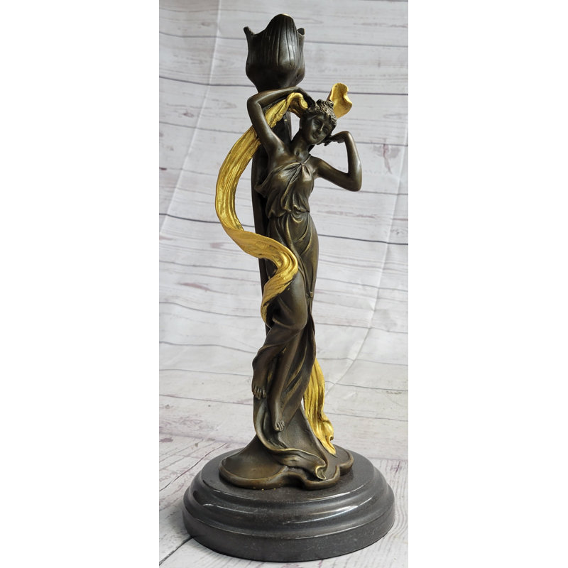 Statue de candélabre féminine en bronze bronze