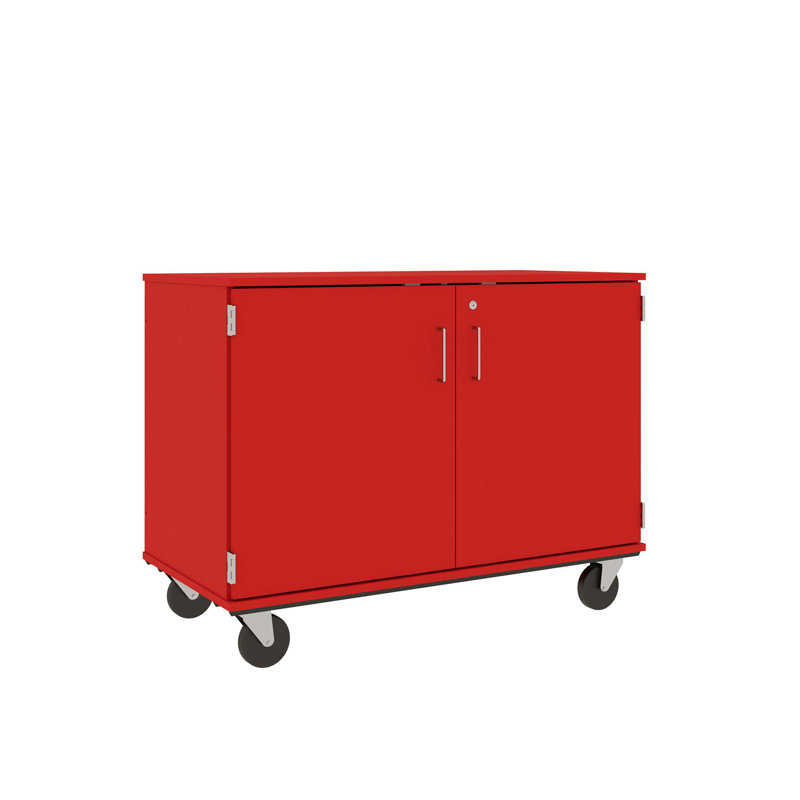 Armoire de rangement mobile à 4 compartiments avec portes verrouillables, Rouge tulipe
