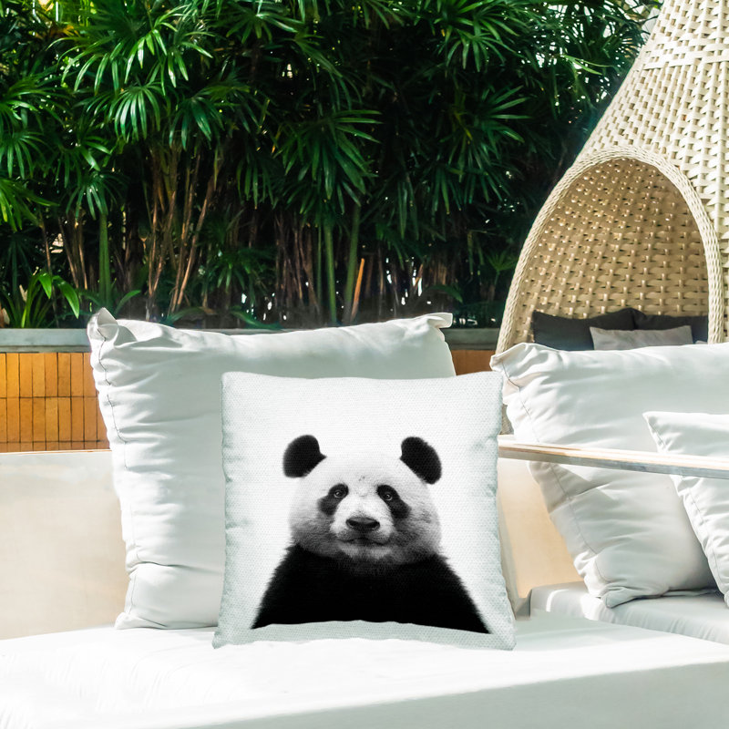 Stupell Industries Panda Bear Simple Portrait Printed Outdoor Throw Pillow Design By Emma P.