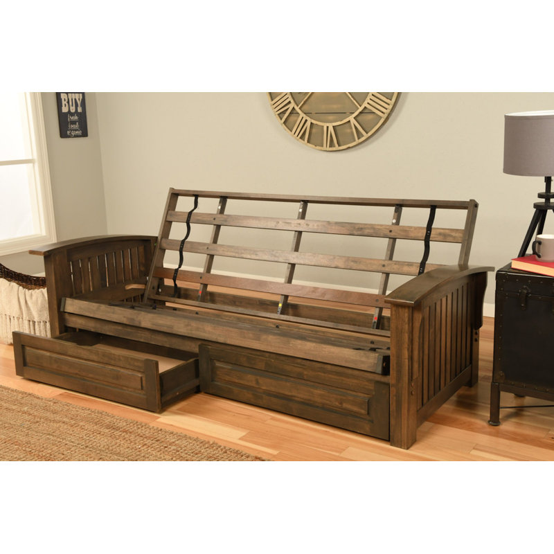 Stratford Futon Frame and Storage Drawers, 33" H x 83" W x 37" D