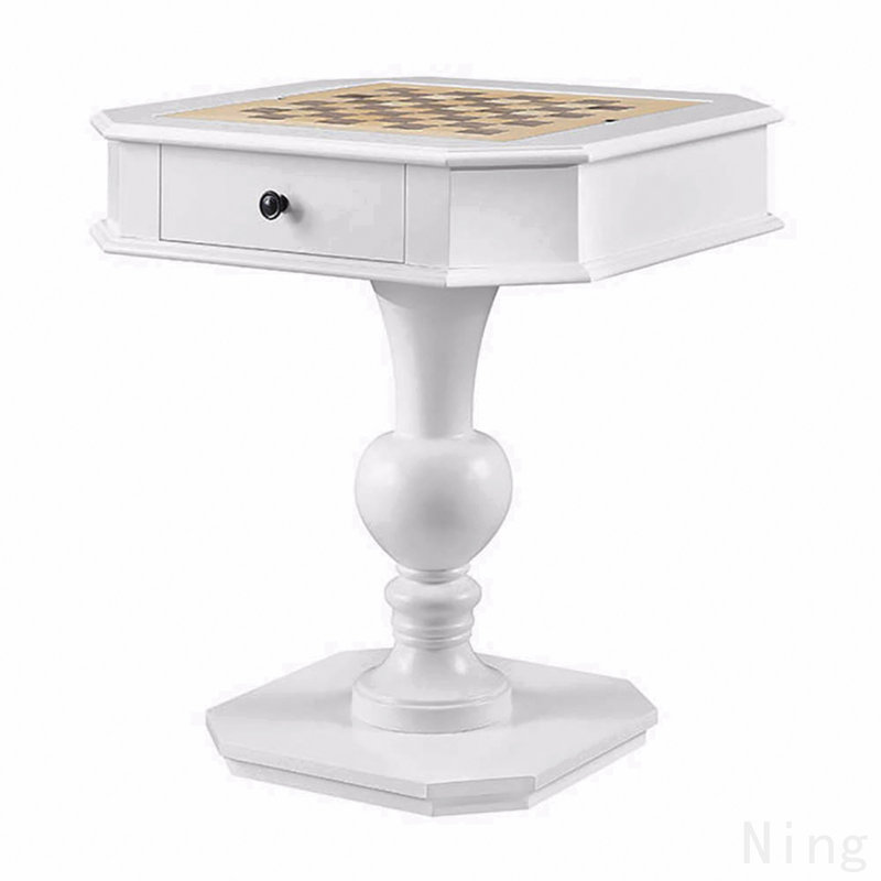 Table de jeu blanche à 2 tiroirs, L 28,5 po x l 28,5 po x H 30,5 po