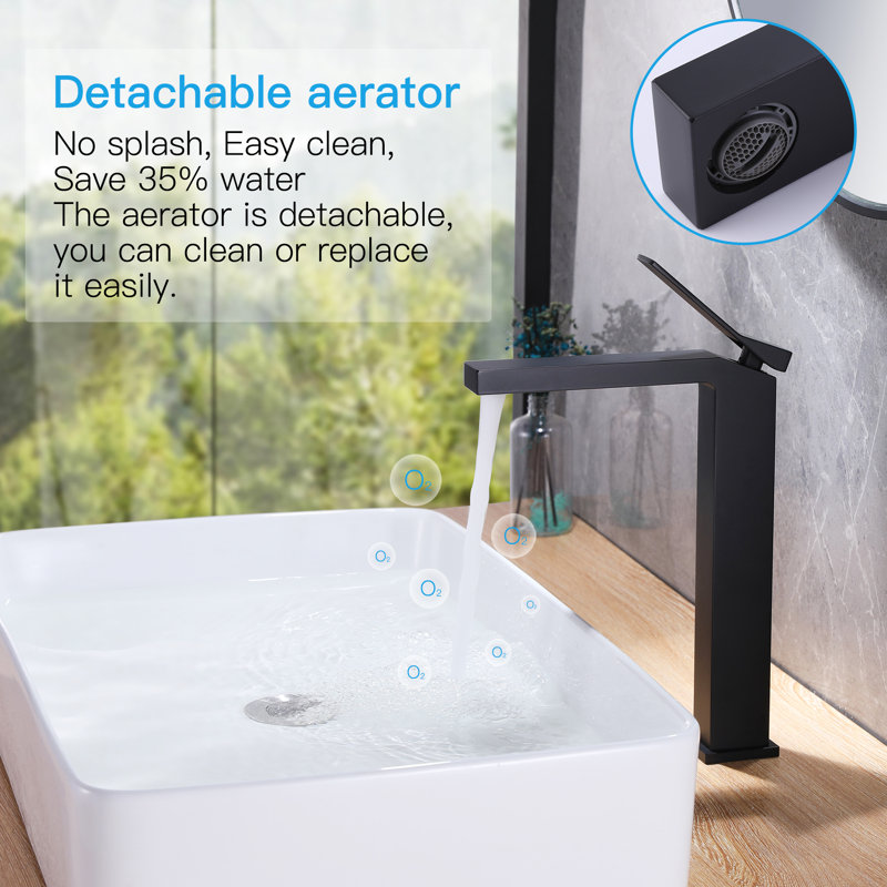 Robinet de lavabo vasque 11,69 ", robinets de salle de bain à une poignée, Noir mat